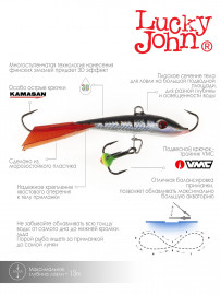 Балансир Lucky John FIN 5 с тр. 70мм/12HRT блистер - Балансир Lucky John FIN 5 с тр. 70мм/12HRT блистер