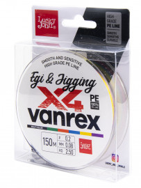 Шнур плетёный Lucky John Vanrex EGI & JIGGING х4 BRAID Multi Color 150/008 - Шнур плетёный Lucky John Vanrex EGI & JIGGING х4 BRAID Multi Color 150/008