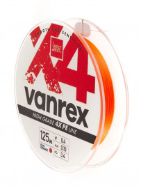 Шнур плетёный Lucky John Vanrex х4 BRAID Fluo Orange 125/010 - Шнур плетёный Lucky John Vanrex х4 BRAID Fluo Orange 125/010